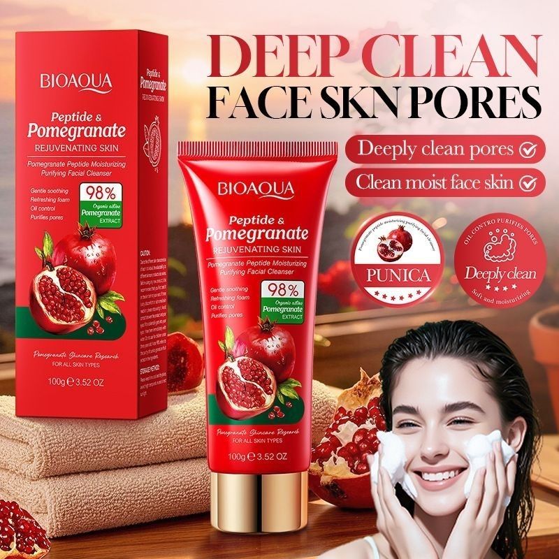 BIOAQUA petitide and pomegranate rejuvenating facial cleanser