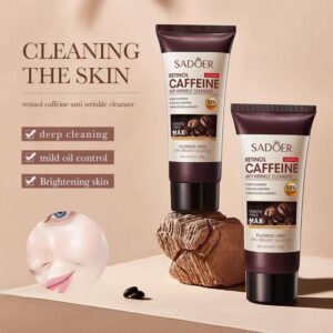 Sadoer retionl caffeine anti wrinkle face cleanser and cream set