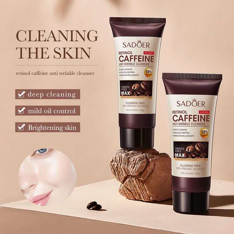 Sadoer retionl caffeine anti wrinkle face cleanser and cream set