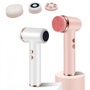 Portable facial cleansing brushes